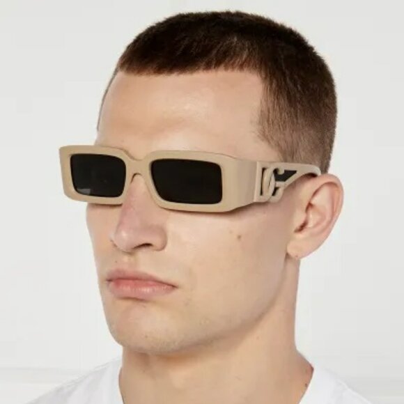 D&G DG6197 329287 BRAND NEW Sunglasses Rubberized Beige Grey Rectangle Unisex - Picture 5 of 12